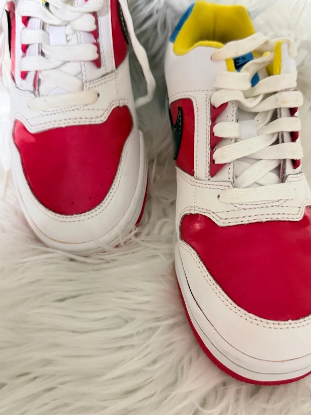 Nike Delta Force Low Kids White Red Blue Yellow Sneakers size